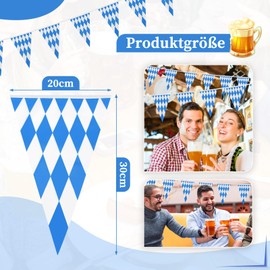 30 Metres/98.5 ft Oktoberfest Blue/White Banner Decorations - Plastic Triangle Bavarian Bunting Garlands with 60 Bunting Flags for Home, Balcony, Bars, German Oktoberfest Party Supplies
