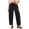 Fisoew Womens 100% Cotton Cargo Pants Drawstring Elastic Waist Casual