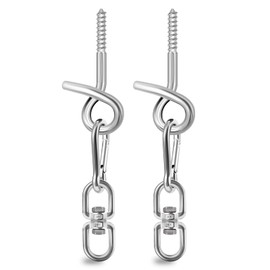 Poprkdre (Set of 2 Ceiling Hooks for Hanging Chair Hanging, Durable Ceiling Hook Set with Carabiner + Swivel + Fischer Dowels, Maximum Load 200 kg