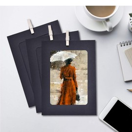 Enenes Paper Photo Frame 4x6 Kraft Paper Picture Frames 30 PCS DIY Cardboard Photo Frames with Wood Clips and Jute Twine (Black, 4X6)