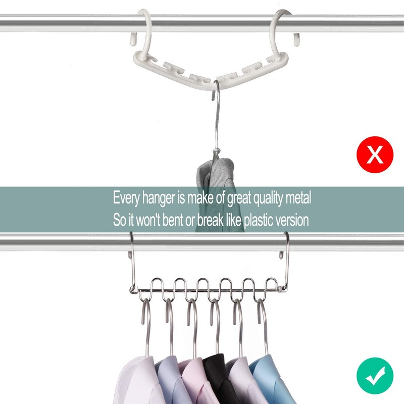 Meetu Space Saving Hangers Magic Cloth Hanger Metal Closet Organizer