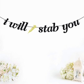 Black Glitter I Will Stab You Banner - Nurse Graduation Decorations - Congrats Nurse RN Garland Medical School Decor, RN Graduation Party Decorations