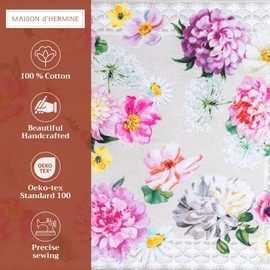 Maison d' Hermine Placemat Set of 4 100% Cotton 33cm x 48cm Decorative Washable Place Mats Easter Table Cloth Placemat for Dining, Kitchen, Parties & Camping, Pivoine - Spring/Summer