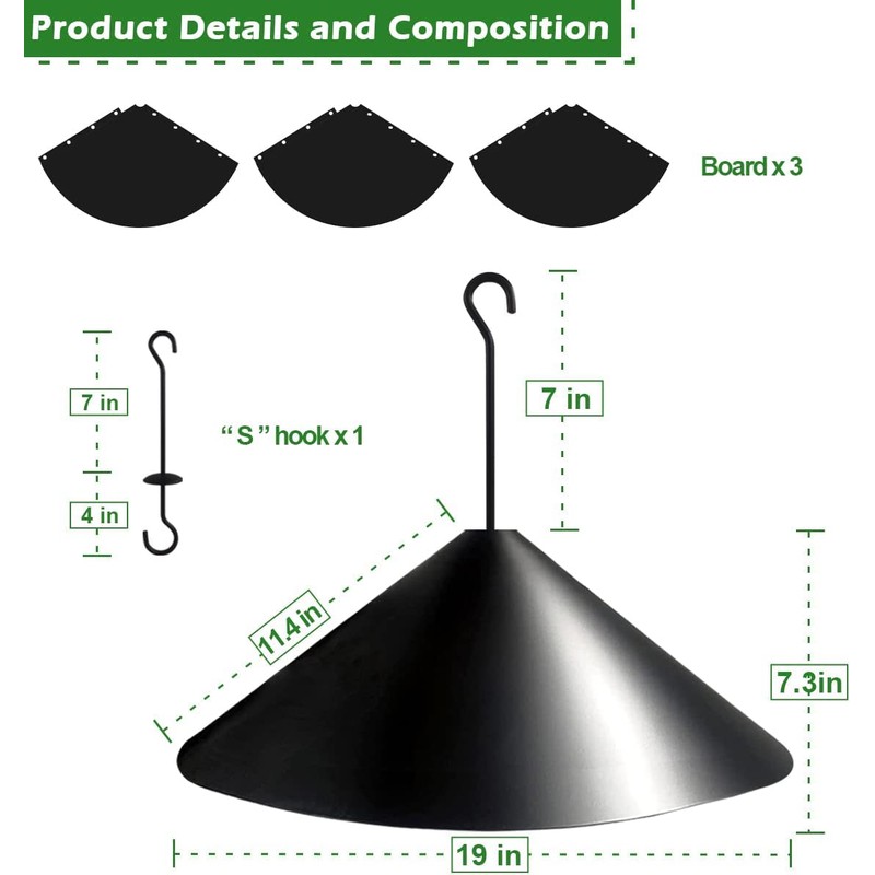 19 inch Squirrel Baffle for Bird Feeder Pole, Squirrel Proof