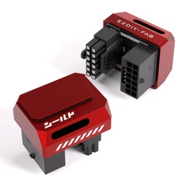 EZDIY-FAB PCIe 5.1 Adapter-600W 12+4pin,16pin 12VHPWR GPU Stecker,12V-2x6 GPU Adapter,Rechter 180 Grad Winkel-Kompatibel mit RTX 3090Ti,4070Ti,4080,4090 GPUs-RVS Typ,Rot,1Pack