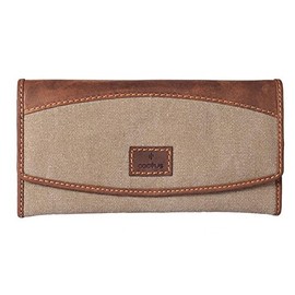 Cactus Ladies Slim Khaki Canvas Flap Over Purse Wallet Mala with RFID Protection