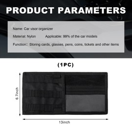 povtii Organizador de visera para coche, táctica de nailon para vehículo, bolsa de almacenamiento para panel de visera de vehículo, bolsillo multifuncional Molle para anteojos de sol, accesorios de