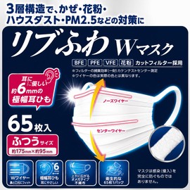 Ribbed Fluffy W Mask, Regular Size, 65 Pieces