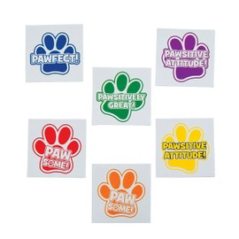 Paw Print Motivational Tattoos 6Dz - 72 Pieces - Educational and Learning Activities for Kids
