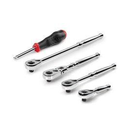 TEKTON 1/4 Inch Drive Quick-Release Ratchet and Spinner Handle Set (5-Piece) | SDR99007