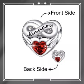 Minimalist Charm Jewelry January Heart Infinity Birthstone Charm For Bracelet, January Charm