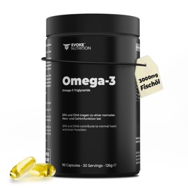 Omega 3-3.000mg Fischöl Hochdosiert mit 1.500mg EPA & 750mg DHA pro Tagesdosis | 90 Kapseln - Ohne Fischgeschmack
