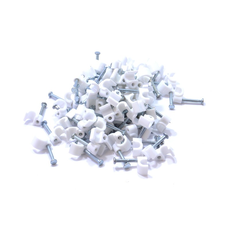 kenable Round White 3.5mm Cable Clips Secure Fastenings Cables [100