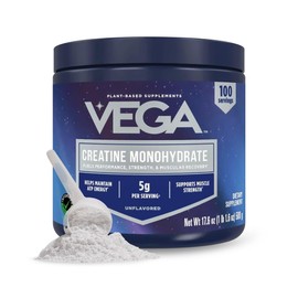 Vega Micronized Creatine Monohydrate Powder, Unflavored – 5g Pure Vegan Creatine for Men & Women, Strength, Performance & Muscle Growth, 100 Servings (17.6 oz)
