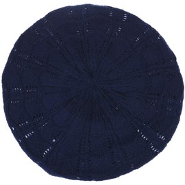 BYOS - Gorro de ganchillo de punto suave, ligero, diseño de flor, Navy Wavy Stripe, Talla única