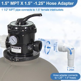 1 1/2" Pool Hose Adapter Fitting for Above Ground Pool Pumps, Filter, Skimmer, 90 Degree Barb Elbow Pool Hose Adapter Compatible with Hayward SPX1105Z3, SPX1105Z4, SPX1091Z7 Hose Adapters - 2 Pack