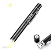 ALEOED USB Rechargeable Pen Light Black Reusable LED Penlight for Students Doctors Nurses with 2 Light LED Sources, Extra Warm Light Bulb, Pocket Clip