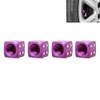 Set of 4 Shiny Purple Cube Valve Caps for Cars