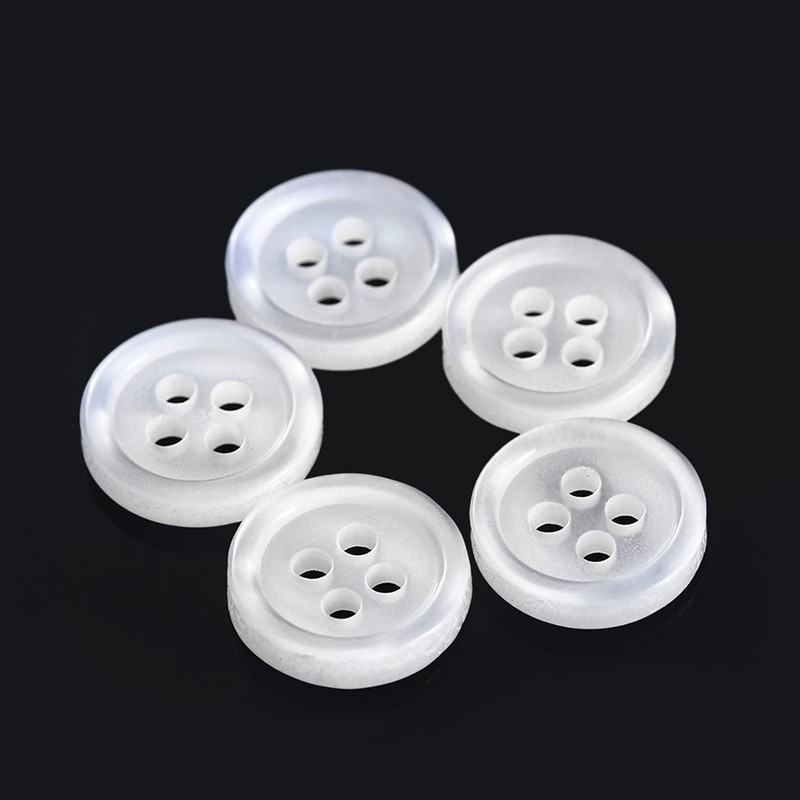 dophee 100pcs Plastic White Buttons for Crafts, 4 Holes Round