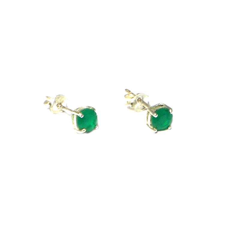 Emerald Green 925 Sterling Silver Stud Earrings 5mm (EMS2902161), Sterling
