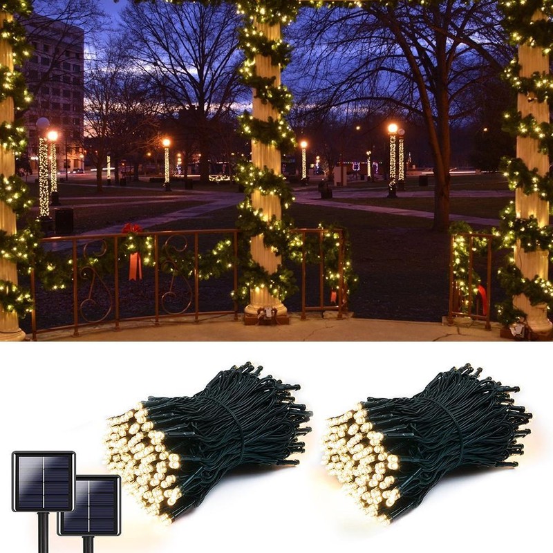 2 Pcs Long Solar String Lights Total 82FT 200LED Waterproof