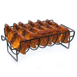 KUNANG BBQ Rib Racks for Smoking,Turkey Roasting Rack Roast Rack Dual Purpose fit for Smoker,Oven and Grill