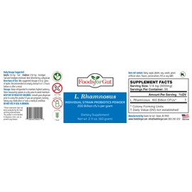 Foods For Gut Lactobacillus Rhamnosus Probiotic Powder 200 Billion cfu's 60 Grams | Digestive & Immune Support | High Potency | L. Rhamnosus