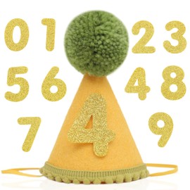 Pet Birthday Hat with Interchangeable Numbers 1-10 | Adjustable Pet Party Cone Hat for Dogs & Cats | Puppy Birthday Photo Props for 1st to 10th Birthday Celebrations (Yellow Green Birthday Pet Hat)