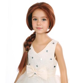 PATTNIUM Reddish Brown Wig for Kids Girls Long Braided Wig Child Auburn Wigs Dark Orange Wigs with Hair Cap