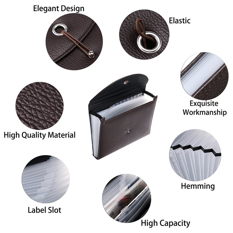 IGNPION PU Leather A4 Expanding Folder File Organisersn 13 Pocket