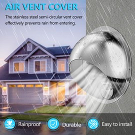 12 Inch Dryer Vent Cover Stainless Steel Round Exhaust Grill Ventilation Outlet Wall Air Vent Dryer Hood External Extractor