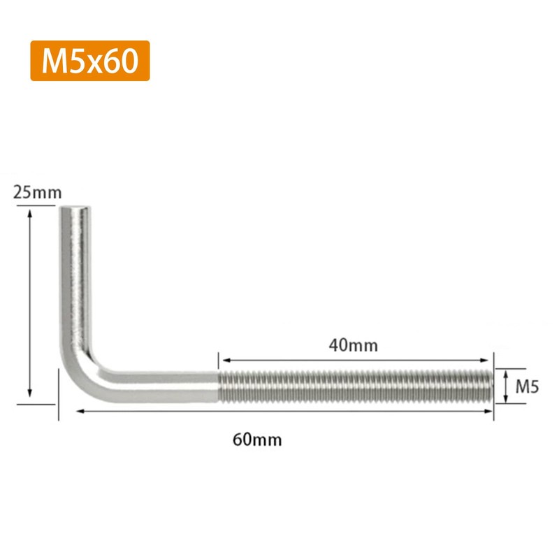 30 pieces) M5 x 60 mm screws L-shaped hook screw