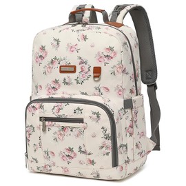 BILLITON MSHI Diaper Bag Backpack for Women Large Capacity Waterproof -Multifunctional with Insulated Pockets for Baby Girl Boy, Unisex Maternity Travel Bag-Flowers Beige