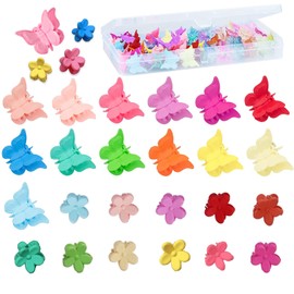 Mini Butterfly Hair Clips, Kememo 100PCS Cute Hair Clips Mix Shape, Mini Hair Clips with Box Hair Accessories for Girls Kids Women Assorted Colors