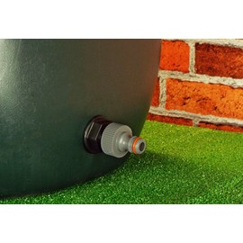 1"BSP mdpe waterpipe,hozelock compatable,water butt connector,water storage tank outlet connector with single hozelock type connector £6.99