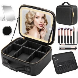 Bolsa de Maquillaje Profesional con Espejo LED, con Pequeño Espejo
