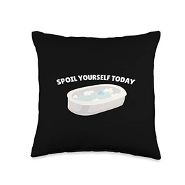 Kawaii Bath Bomb Bathtub Spoil Yourself Today Relaxing Quote Throw Pillow