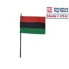 Set of 6 4x6 E-Gloss Afro-American Stick Flag w/U.S. Stick