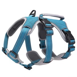 BELPRO Multi-Use Support Dog Harness, Escape Proof No Pull Reflective Adjustable Vest with Durable Handle, Dog Walking Harness for Big/Active Dogs (Blue, XL)