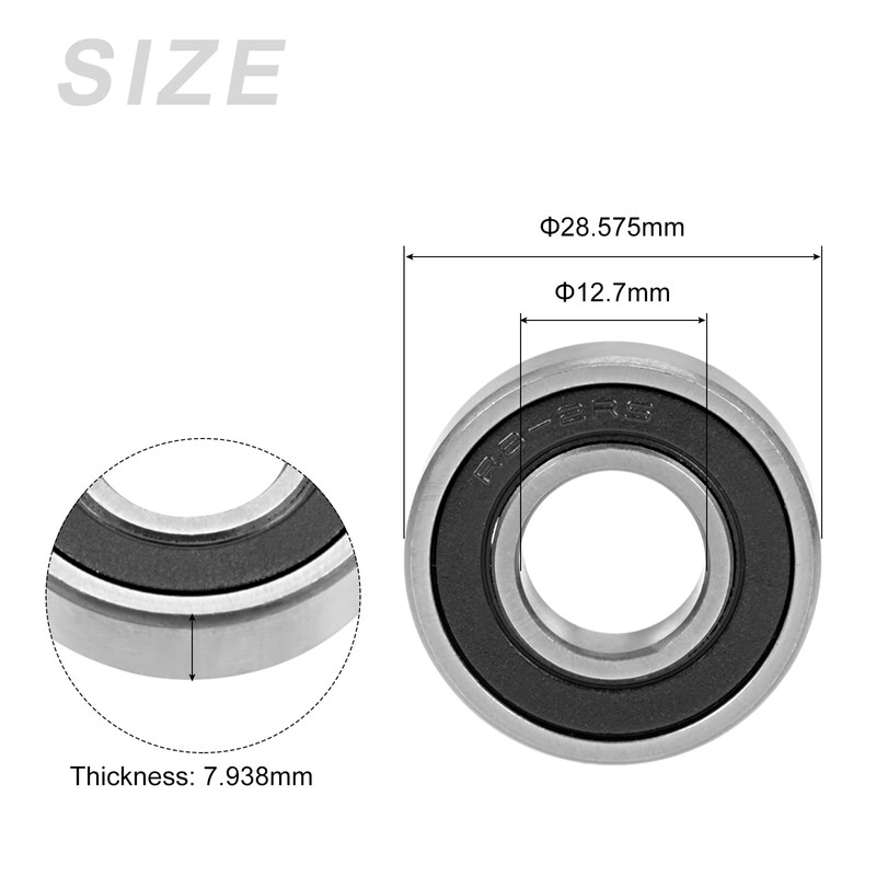 METALLIXITY Deep Groove Ball Bearings (R8-2RS, 1/2" x 1-1/8" x