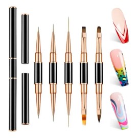 Set de 5 Pinceles de Uñas VABESSA para Acrílico, Doble Punta y Decoración                                                                             