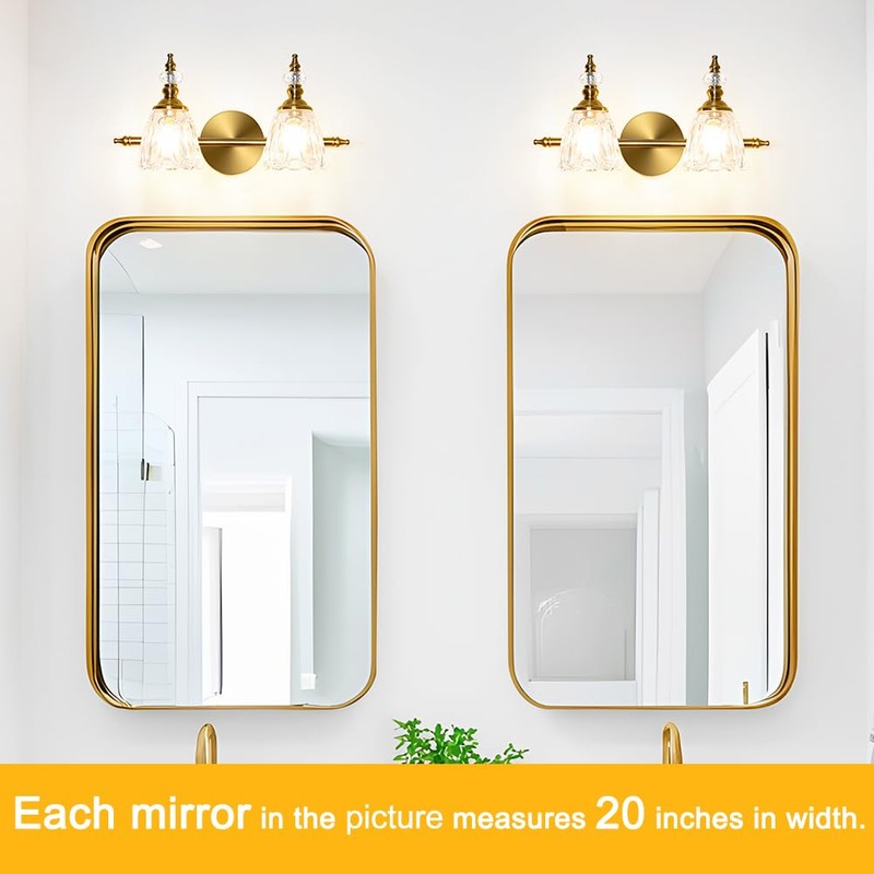 Ditoon Brass Vanity Light, Farmhouse Brushed Gold Bathroom Light Fixtures,
