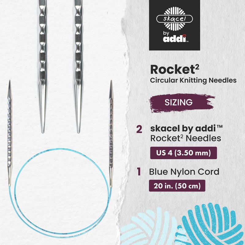 addi Rocket2 Agujas de tejer circulares [cuadradas] - 20 pulgadas,