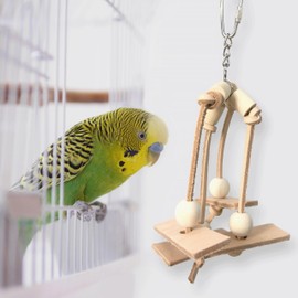 Mandarin Bird Toys by M&M 1070 Mini Spider Bead Yanker - Natural USA Sourced Vegetable Tanned Leather Parts, Chewing Fun for Pet Birds, Pullable Legs, Wood Beads, Beak and Feet Satisfying