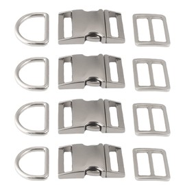 aoozleny 4 sets Buckles Hook Clip, D Dee Ring Side Release Adjustor Triglides Pet Dog Collar Buckles (25MM, Silver)