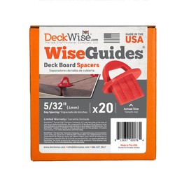 DeckWise WiseGuides 5/32" Gap Deck Board Spacer Guide for Hardwood, Pressure Treated Lumber, Thermal Wood, PVC and Composite Decking Alignment (20 pack)
