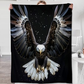 Eagle - Manta para niños y hombres, adultos, manta de franela de águila, majestuosa manta de águila calva en vuelo, para sofá, cama, sala de estar, suave, cálida, acogedora decoración de águila, 60 x
