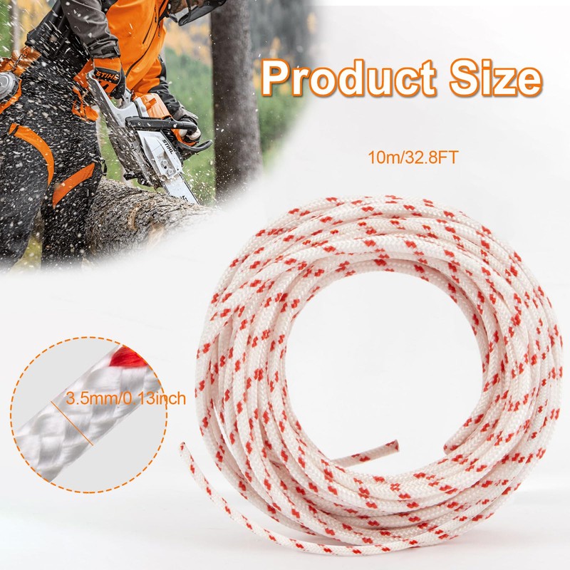 iwiio 3.5mm Pull Cord for Petrol Lawnmower, 10 Meters Lawnmower