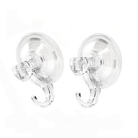 PET-Saugnapf-Haken, 2 Stück, leistungsstark, stark, wiederverwendbar, Vakuumhaken, strapazierfähige Handtuchaufhänger für Badezimmer, Fenster, Glas, Küche (8,85 cm x 7 cm)