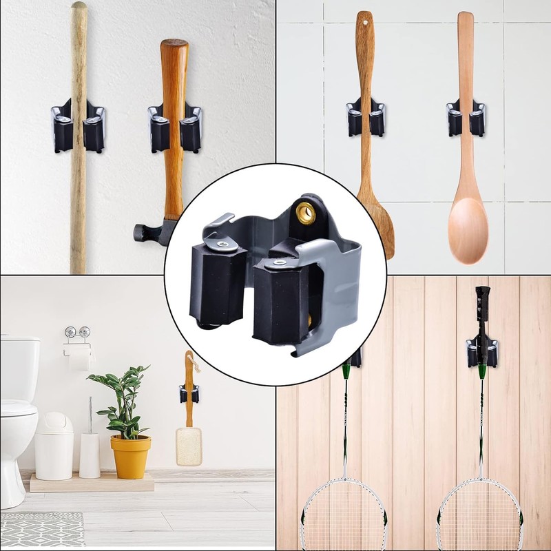 Rixotix 10-Pack Heavy Duty Mop & Broom Holder - Wall-Mounted
